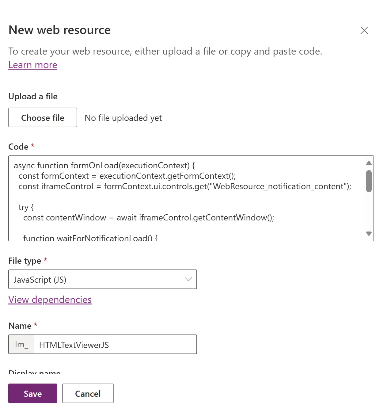 Uploading a web resource in the solution.png
